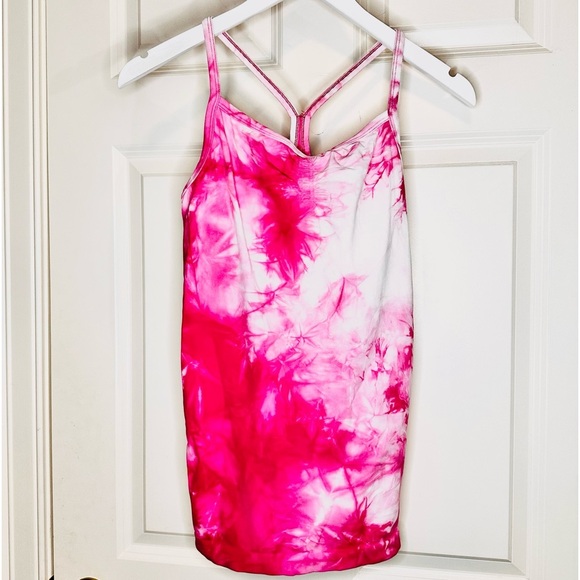 Athleta Tops - ATHLETA SEAMLESS TIE DYE RUCHED TANK TOP Pink White Size Medium